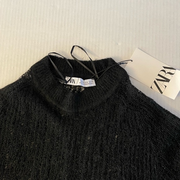 NWT Zara Black Open Knit Sweater - Picture 11 of 15